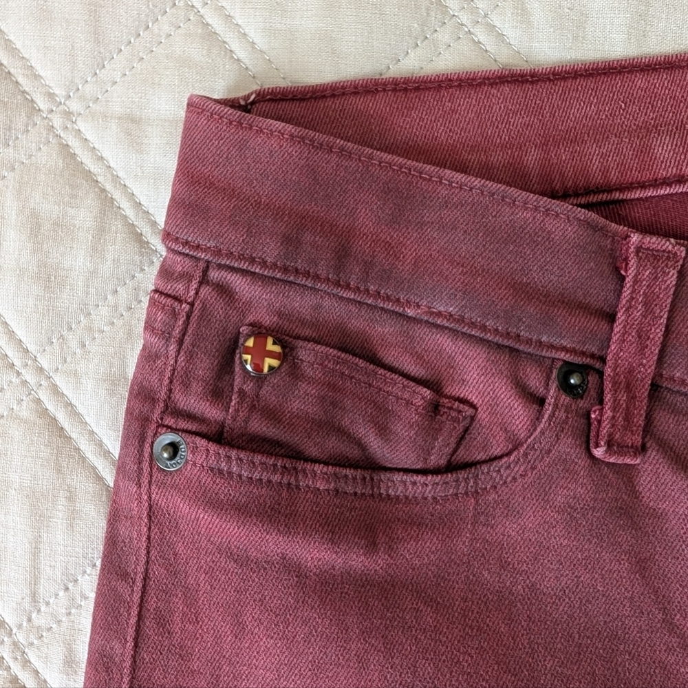 Hudson Nico Cabernet Red Coated Skinny Jeans Mid-Rise Y2K 2010s Size 6/28 - Picture 10 of 16